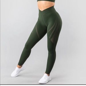 Olive Green Alphalete Surface Path Laser Leggings